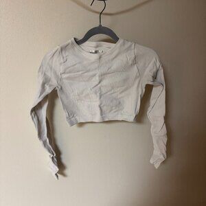 White Long Sleeve Cropped Workout Top